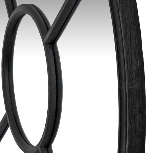 Black Wood Round Window Mirror