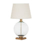 Lunel Glass Orb Table Lamp With Edged Linen Shade