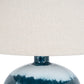 Ocean Shadows Squat  Table Lamp With Linen Shade
