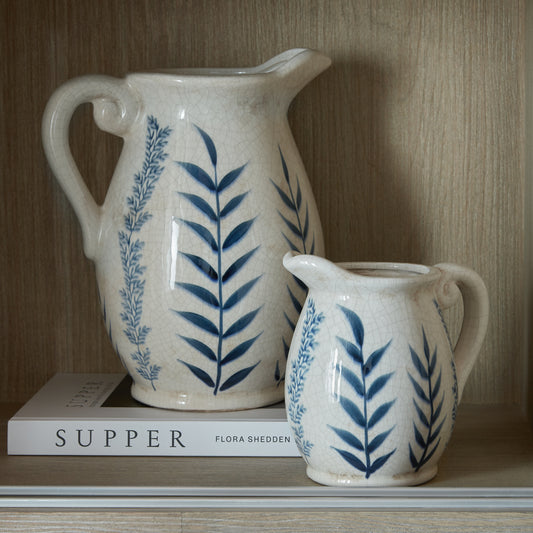 Large Blue Flora Olpe Jug Vase