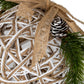 Small LED White Rattan Bauble With Branches And Ribbon