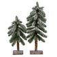 Small Snowy Pine Tree On Wooden Stand
