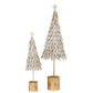 Medium White Metal Christmas Tree on Wooden Stand
