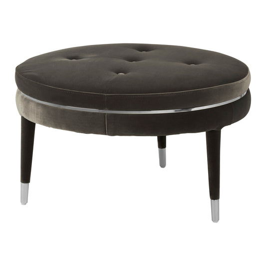 Manhattan Black Velvet Footstool