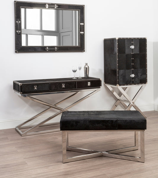 Kensington Townhouse Black Leather Bench