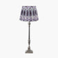 Canterbury Antique Silver Metal Table Lamp Base with Izara 35cm Lilac Ikat Patterned Mushroom Pleat Tapered Lampshade