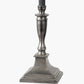 Canterbury Antique Silver Metal Table Lamp Base with Izara 35cm Ocean Blue Ikat Patterned Mushroom Pleat Tapered Lampshade