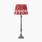Canterbury Antique Silver Metal Table Lamp Base with Izara 35cm Red Ikat Patterned Mushroom Pleat Tapered Lampshade