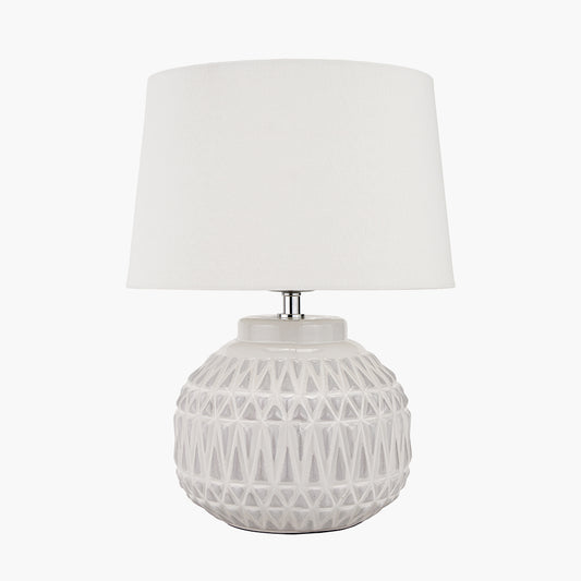 Anneli Warm White Aztec Texture Ceramic Table Lamp