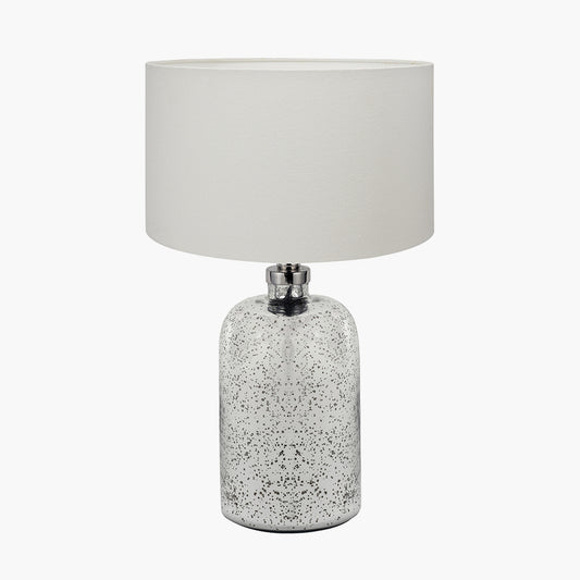 Ophelia Small Mercurial Glass Table Lamp Base with Henry 30cm White Handloom Cylinder Lampshade