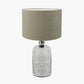 Ophelia Small Mercurial Glass Table Lamp Base with Edward 30cm Pistachio Green Linen Cylinder Lampshade