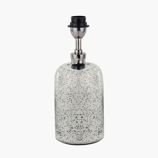 Ophelia Small Mercurial Glass Table Lamp Base with Lino 30cm Steel Grey Self Lined Linen Cylinder Lampshade