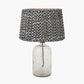 Ophelia Small Grey Bubble Glass Table Lamp Base with Vienna 35cm Black Chevron Mushroom Pleat Lampshade