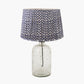 Ophelia Small Grey Bubble Glass Table Lamp Base with Vienna 35cm Blue Chevron Mushroom Pleat Lampshade