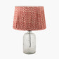 Ophelia Small Grey Bubble Glass Table Lamp Base with Vienna 35cm Red Chevron Mushroom Pleat Lampshade