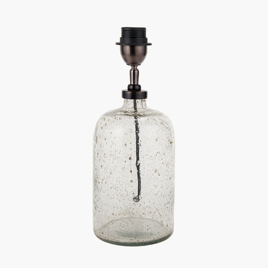 Ophelia Small Grey Bubble Glass Table Lamp Base with Vienna 35cm Taupe Chevron Mushroom Pleat Lampshade