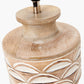 Kingsbury White Wash Carved Wood Table Lamp Base with Lino 30cm Cream Self Lined Linen Cylinder Lampshade