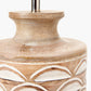 Kingsbury White Wash Carved Wood Table Lamp Base with Lino 30cm Cream Self Lined Linen Cylinder Lampshade