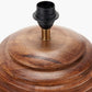 Pembury Brown Wash Large Turned Wood Table Lamp Base with Lars 40cm Black Ikat Patterned Cylinder Lampshade