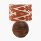 Pembury Brown Wash Large Turned Wood Table Lamp Base with Lars 40cm Cinnamon Ikat Patterned Cylinder Lampshade