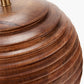 Pembury Brown Wash Large Turned Wood Table Lamp Base with Lars 40cm Cinnamon Ikat Patterned Cylinder Lampshade
