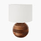 Pembury Brown Wash Turned Wood Table Lamp Base with Henry 30cm White Handloom Cylinder Lampshade