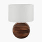 Pembury Brown Wash Turned Wood Table Lamp Base with Lino 30cm White Self Lined Linen Cylinder Lampshade