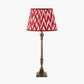Canterbury Antique Brass Metal Table Lamp Base with Kamilah 40cm Red Chevron Patterned Mushroom Pleat Tapered Lamp Shade