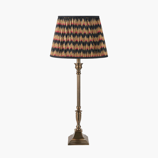 Canterbury Antique Brass Metal Table Lamp Base with Athira 40cm Multi Chevron Design Mushroom Pleat Tapered Lamp Shade