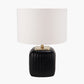 Anais Matt Black Cold Cut Glass Square Table Lamp Base with Lino 35cm White Self Lined Linen Cylinder Lampshade