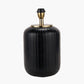 Eva Matt Black Cold Cut Stripe Glass Table Lamp Base with Henry 40cm White Handloom Cylinder Lampshade