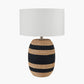 Kalutara Black and Natural Sea Grass Tall Table Lamp Base with Lino 40cm White Self Lined Linen Cylinder Lampshade