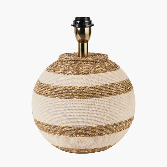 Talalla Cream and Natural Sea Grass Round Table Lamp Base with Edward 35cm Natural Linen Cylinder Lampshade