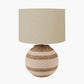 Talalla Cream and Natural Sea Grass Round Table Lamp Base with Lino 40cm Cream Self Lined Linen Cylinder Lampshade