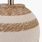 Talalla Cream and Natural Sea Grass Round Table Lamp Base with Lino 40cm Cream Self Lined Linen Cylinder Lampshade