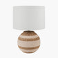 Talalla Cream and Natural Sea Grass Round Table Lamp Base with Lino 40cm White Self Lined Linen Cylinder Lampshade