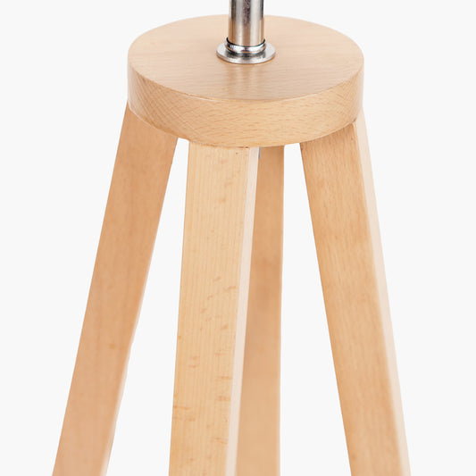 Whitby Natural Wood Tapered 4 Post Table Lamp Base with Lino 35cm Cinnamon Self Lined Linen Cylinder Lampshade