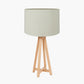 Whitby Natural Wood Tapered 4 Post Table Lamp Base with Lino 35cm Cream Self Lined Linen Cylinder Lampshade