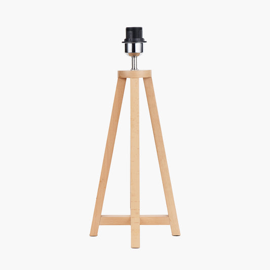 Whitby Natural Wood Tapered 4 Post Table Lamp Base with Lino 35cm Cream Self Lined Linen Cylinder Lampshade