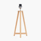 Whitby Natural Wood Tapered 4 Post Table Lamp Base with Lino 35cm White Self Lined Linen Cylinder Lampshade