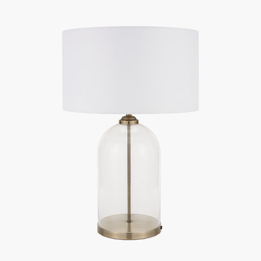Cloche Clear Glass and Antique Brass Table Lamp