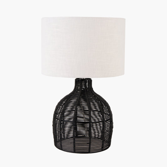 Caswell Black Rattan Cloche Table Lamp