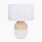 Amalia Natural Ombre Textured Stoneware Table Lamp Base with Harry 30cm Ivory Cotton Mix Cylinder Lampshade