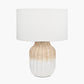 Amalia Natural Ombre Textured Stoneware Table Lamp Base with Henry 30cm White Handloom Cylinder Lampshade