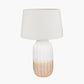 Amalia Natural Ombre Textured Stoneware Tall Table Lamp Base with Winston 35cm White Handloom Tapered Lampshade