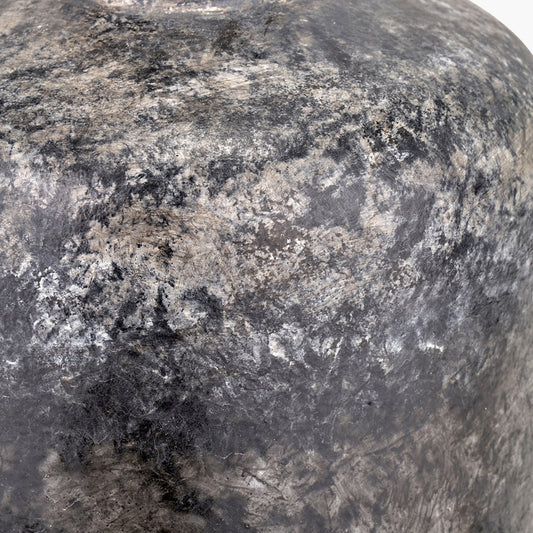 Vulcan Textured Volcanic Effect Grey Small Stoneware Table Lamp Base with Harry 30cm Steel Grey Cotton Mix Cylinder Lampshade