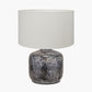 Vulcan Textured Volcanic Effect Grey Small Stoneware Table Lamp Base with Henry 30cm White Handloom Cylinder Lampshade