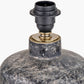 Vulcan Textured Volcanic Effect Grey Small Stoneware Table Lamp Base with Henry 30cm White Handloom Cylinder Lampshade