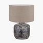 Vulcan Textured Volcanic Effect Grey Small Stoneware Table Lamp Base with Edward 30cm Natural Linen Cylinder Lampshade