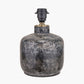 Vulcan Textured Volcanic Effect Grey Small Stoneware Table Lamp Base with Edward 30cm Natural Linen Cylinder Lampshade